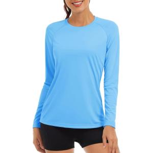 imageTACVASEN Womens Long Sleeve Rash Guard UPF 50 UV Sun Shirts Quick Dry Swim Shirt Hiking TopsWaterfall Blue
