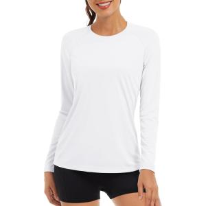 imageTACVASEN Womens Long Sleeve Rash Guard UPF 50 UV Sun Shirts Quick Dry Swim Shirt Hiking TopsWhite
