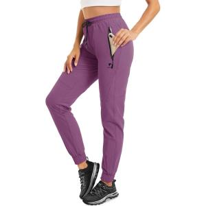 imageTACVASEN Womens Running Pants with Drawstring Breathable Gym Workout Trousers Purple M