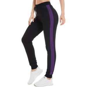 imageTACVASEN Womens Sport Pants Outdoor Jogger Cotton Running Sweatpants Elastic Waist Black Purple 32