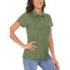 imageTACVASEN Polo Shirts for Women Short Sleeve Golf Shirts 4Button Quick Dry Workout Tops Collared for Work Running TennisAgreen