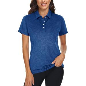 imageTACVASEN Polo Shirts for Women Short Sleeve Golf Shirts 4Button Quick Dry Workout Tops Collared for Work Running TennisBlue