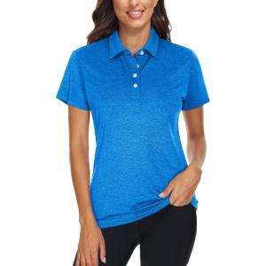 imageTACVASEN Polo Shirts for Women Short Sleeve Golf Shirts 4Button Quick Dry Workout Tops Collared for Work Running TennisSea Blue