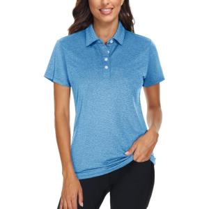 imageTACVASEN Polo Shirts for Women Short Sleeve Golf Shirts 4Button Quick Dry Workout Tops Collared for Work Running TennisSky Blue