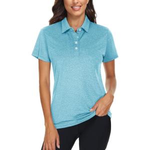 imageTACVASEN Polo Shirts for Women Short Sleeve Golf Shirts 4Button Quick Dry Workout Tops Collared for Work Running TennisWater Blue