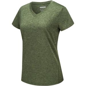 imageTACVASEN Womens Short Sleeve Running Shirts Lightweight Quick Dry TShirts Outdoor Hiking TopsArmy Green