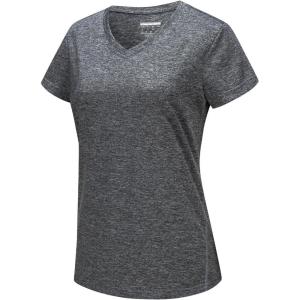 imageTACVASEN Womens Short Sleeve Running Shirts Lightweight Quick Dry TShirts Outdoor Hiking TopsDark Gray