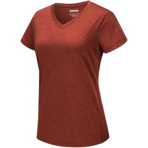 imageTACVASEN Womens Short Sleeve Running Shirts Lightweight Quick Dry TShirts Outdoor Hiking TopsDark Orange