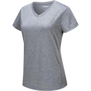 imageTACVASEN Womens Short Sleeve Running Shirts Lightweight Quick Dry TShirts Outdoor Hiking TopsLight Gray
