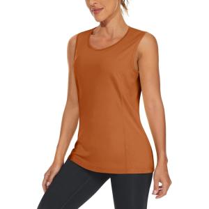 imageTACVASEN Womens UPF 80 Workout Tank Top Sleeveless Quick Dry Sun Protection Hiking Athletic Gym Yoga Running ShirtsDark Orange