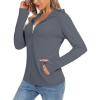 imageTACVASEN Womens Sun Hoodies Lightweight Jacket for Women Zip Up UPF 50 UV Shirt Long SleevesDark Gray