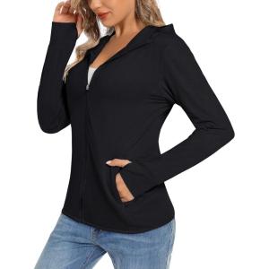 imageTACVASEN Womens Sun Hoodies Lightweight Jacket for Women Zip Up UPF 50 UV Shirt Long SleevesBlack