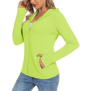 imageTACVASEN Womens Sun Hoodies Lightweight Jacket for Women Zip Up UPF 50 UV Shirt Long SleevesFgreen