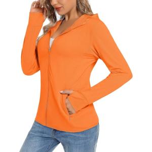 imageTACVASEN Womens Sun Hoodies Lightweight Jacket for Women Zip Up UPF 50 UV Shirt Long SleevesOrange
