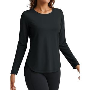 imageTACVASEN Womens Sun Shirts Long Sleeves Quick Dry Lightweight UPF 50 Workout Tops for Summer Outdoor WearBlack