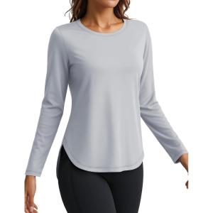 imageTACVASEN Womens Sun Shirts Long Sleeves Quick Dry Lightweight UPF 50 Workout Tops for Summer Outdoor WearBright Gray