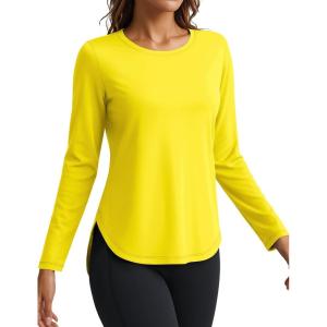 imageTACVASEN Womens Sun Shirts Long Sleeves Quick Dry Lightweight UPF 50 Workout Tops for Summer Outdoor WearBright Yellow