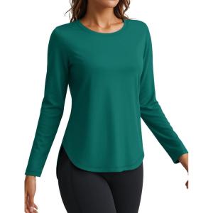 imageTACVASEN Womens Sun Shirts Long Sleeves Quick Dry Lightweight UPF 50 Workout Tops for Summer Outdoor WearEmerald Green