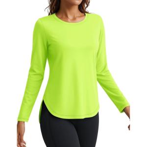 imageTACVASEN Womens Sun Shirts Long Sleeves Quick Dry Lightweight UPF 50 Workout Tops for Summer Outdoor WearFl Green
