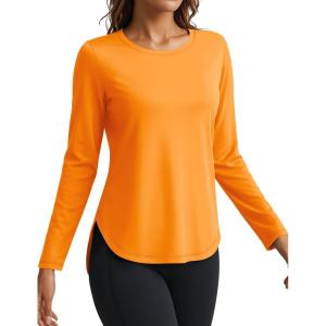 imageTACVASEN Womens Sun Shirts Long Sleeves Quick Dry Lightweight UPF 50 Workout Tops for Summer Outdoor WearFresh Orange