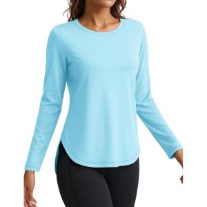 imageTACVASEN Womens Sun Shirts Long Sleeves Quick Dry Lightweight UPF 50 Workout Tops for Summer Outdoor WearLake Blue