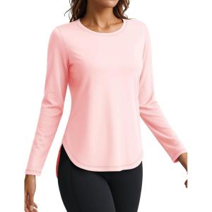 imageTACVASEN Womens Sun Shirts Long Sleeves Quick Dry Lightweight UPF 50 Workout Tops for Summer Outdoor WearLight Pink