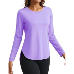 imageTACVASEN Womens Sun Shirts Long Sleeves Quick Dry Lightweight UPF 50 Workout Tops for Summer Outdoor WearLight Purple