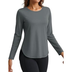 imageTACVASEN Womens Sun Shirts Long Sleeves Quick Dry Lightweight UPF 50 Workout Tops for Summer Outdoor WearSea Grey