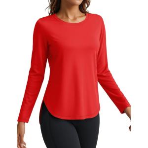 imageTACVASEN Womens Sun Shirts Long Sleeves Quick Dry Lightweight UPF 50 Workout Tops for Summer Outdoor WearTomato Red