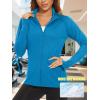 imageTACVASEN Womens Workout Jackets Lightweight Athletic Jacket Zip Up UPF 50 UV Protection Long Sleeve Sun ShirtGreen Blue