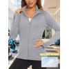 imageTACVASEN Womens Workout Jackets Lightweight Athletic Jacket Zip Up UPF 50 UV Protection Long Sleeve Sun ShirtLight Gray