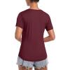 imageTACVASEN Womens Workout Shirt Short Sleeve UPF 80 Sun Protection Shirts Moisture Wicking TopsWine Red