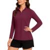 imageTACVASEN Womens Quarter Zip Pullover Golf Shirts UPF 50 Long Sleeve Sun Shirts UV Protection Workout TopsWine Red