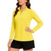 imageTACVASEN Womens Quarter Zip Pullover Golf Shirts UPF 50 Long Sleeve Sun Shirts UV Protection Workout TopsYellow
