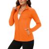imageTACVASEN Womens Workout Jackets Lightweight Athletic Jacket Zip Up UPF 50 UV Protection Long Sleeve Sun ShirtOrange