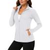 imageTACVASEN Womens Workout Jackets Lightweight Athletic Jacket Zip Up UPF 50 UV Protection Long Sleeve Sun ShirtWhite