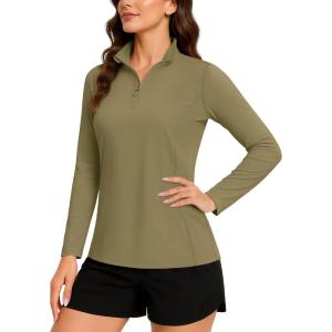 imageTACVASEN Womens Quarter Zip Pullover Golf Shirts UPF 50 Long Sleeve Sun Shirts UV Protection Workout TopsDark Cyan