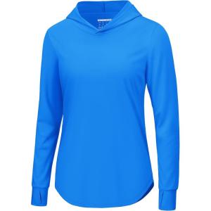 imageTACVASEN Womens UPF 80 UV Protection Hoodie Lightweight Long Sleeves Quick Dry Fishing Running Workout Shirt OutdoorBlue