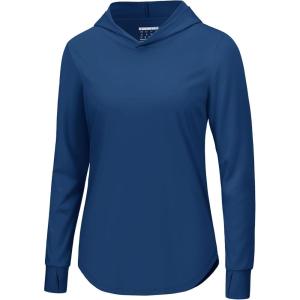 imageTACVASEN Womens UPF 80 UV Protection Hoodie Lightweight Long Sleeves Quick Dry Fishing Running Workout Shirt OutdoorBlue Grey