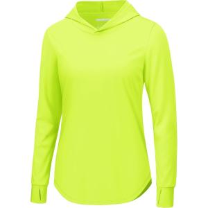 imageTACVASEN Womens UPF 80 UV Protection Hoodie Lightweight Long Sleeves Quick Dry Fishing Running Workout Shirt OutdoorFluorescent Green
