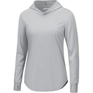 imageTACVASEN Womens UPF 80 UV Protection Hoodie Lightweight Long Sleeves Quick Dry Fishing Running Workout Shirt OutdoorLight Grey