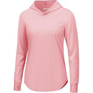 imageTACVASEN Womens UPF 80 UV Protection Hoodie Lightweight Long Sleeves Quick Dry Fishing Running Workout Shirt OutdoorLight Pink