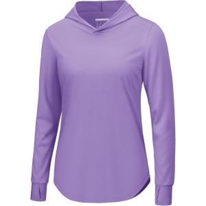 imageTACVASEN Womens UPF 80 UV Protection Hoodie Lightweight Long Sleeves Quick Dry Fishing Running Workout Shirt OutdoorLight Purple