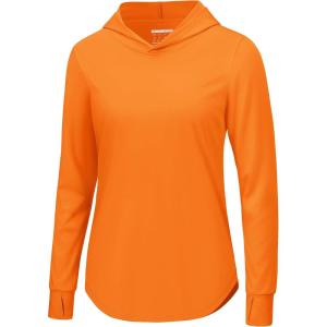 imageTACVASEN Womens UPF 80 UV Protection Hoodie Lightweight Long Sleeves Quick Dry Fishing Running Workout Shirt OutdoorOrange