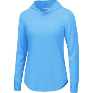imageTACVASEN Womens UPF 80 UV Protection Hoodie Lightweight Long Sleeves Quick Dry Fishing Running Workout Shirt OutdoorSky Blue