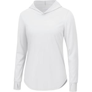 imageTACVASEN Womens UPF 80 UV Protection Hoodie Lightweight Long Sleeves Quick Dry Fishing Running Workout Shirt OutdoorWhite