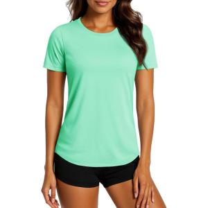 imageTACVASEN Womens Workout Shirt Short Sleeve UPF 80 Sun Protection Shirts Moisture Wicking TopsMint Green