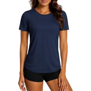 imageTACVASEN Womens Workout Shirt Short Sleeve UPF 80 Sun Protection Shirts Moisture Wicking TopsNavy