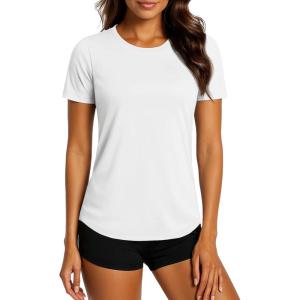 imageTACVASEN Womens Workout Shirt Short Sleeve UPF 80 Sun Protection Shirts Moisture Wicking TopsWhite