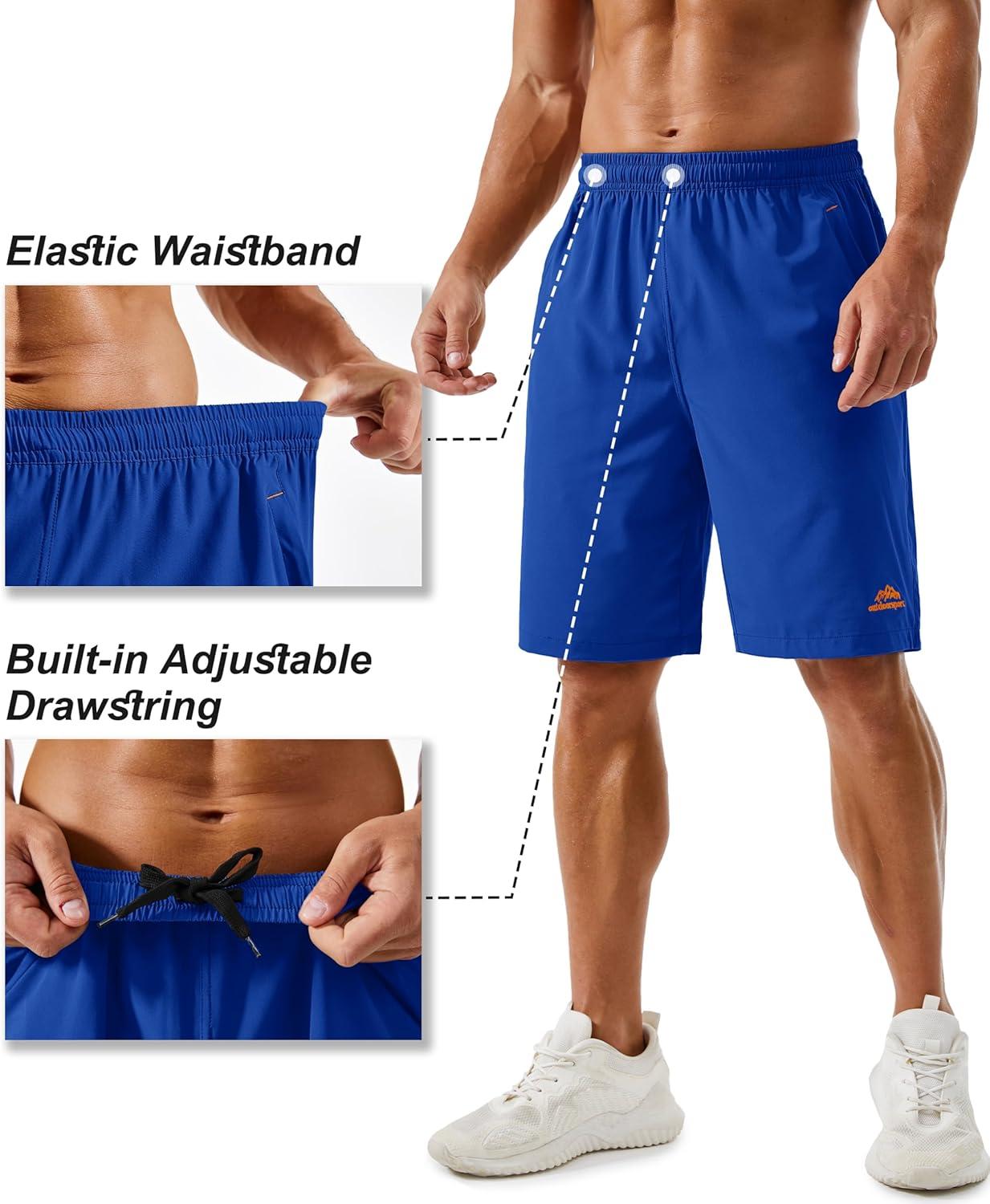 imageTACVASEN Mens Running Athletic Shorts 9quot Quick Dry Workout Gym Shorts Lightweight Summer Shorts 3 Zipper PocketsB Color Blue